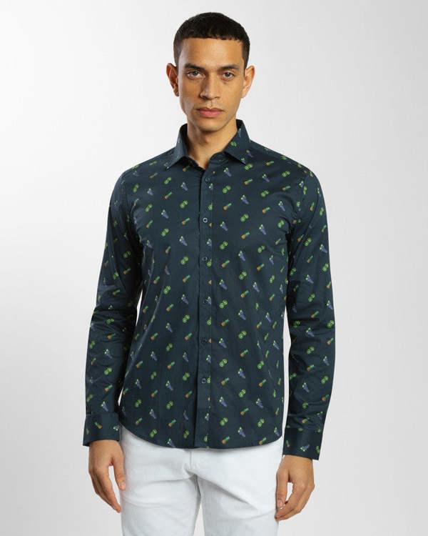 Steel & Jelly Limited Edition Fruit Print Long Sleeve Stretch Shirt