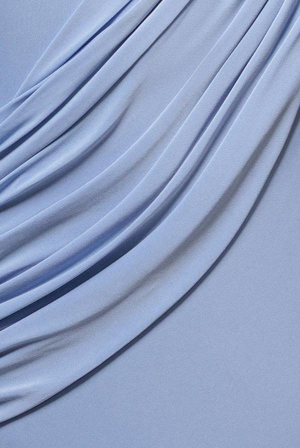 Asymmetric Neck Gathered Waist Maxi Dress - Blue DR5096