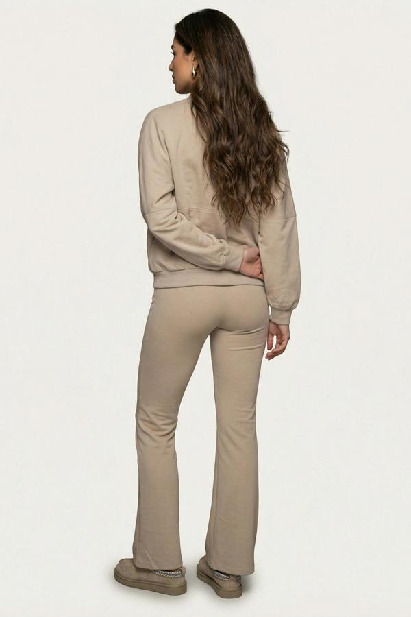 Urban Bliss Bomber Jacket And Flare Jogger Set Oatmeal