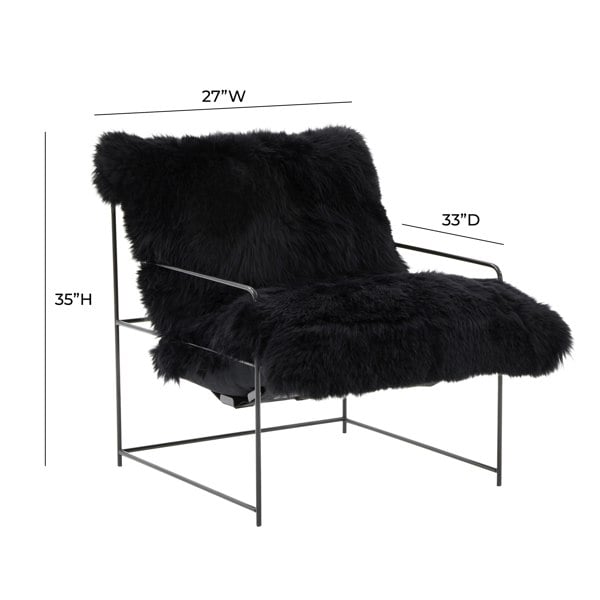 Furniture Edit Kimi Black Genuine Sheepskin Occasional Accent Chair