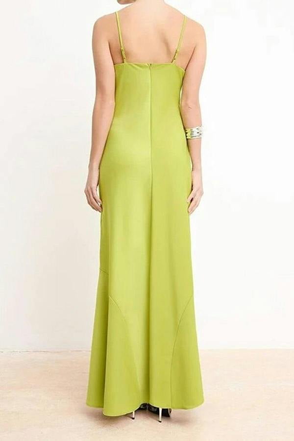 WOVCOR Satin Ruffled Midi Dress