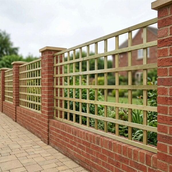 Premier Garden Supplies Standard Square Top Fence Panel Topper Garden Trellis 6ft x 1-5ft Flat Top Privacy Lattice Panels Fencing Pergola Patio - Wood - 3, 4 or 5