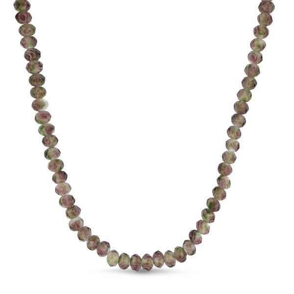 Gold Trip Spring Rose Glass Beaded Necklace