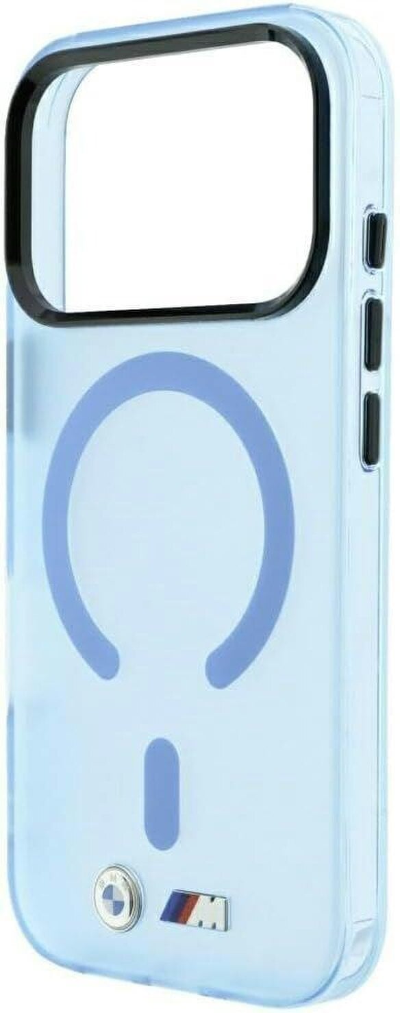 BMW M IML Frosted Metal Logo Trims Case with MagSafe for iPhone 17/18 Pro Max 6.9" Blue - BMHMP18X26HTFMILB
