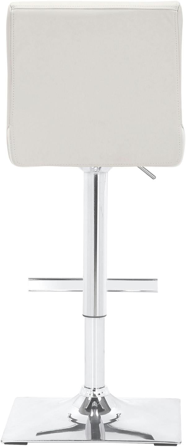 Lamboro Snella Real Leather White Bar Stool, Adjustable Height, Chrome Base