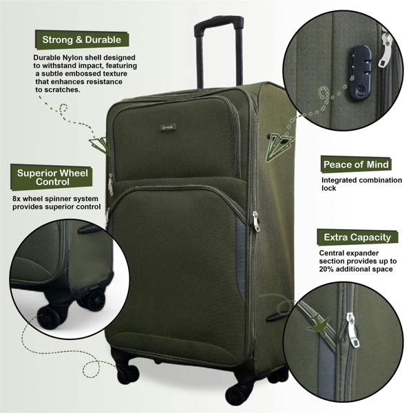 Infinity Luggage Expandable Soft 8 Wheel Lightweight Suitcase Luggage Travel Bags Set