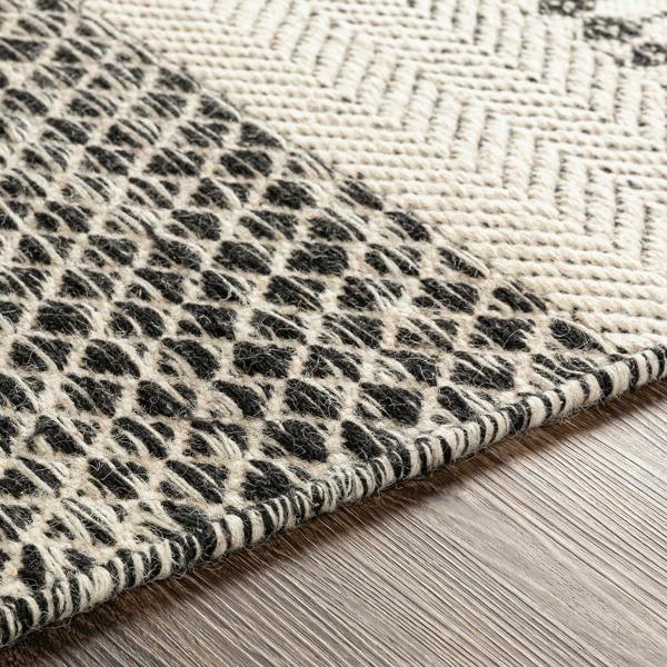 Livabliss Mardin-Hand Woven Black Beige Wool Global Fringe Rug