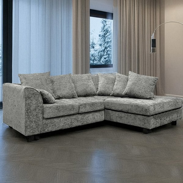 Furnishings For Less Monaco Chenille Fabric 4 Seater L Shaped Corner Sofa