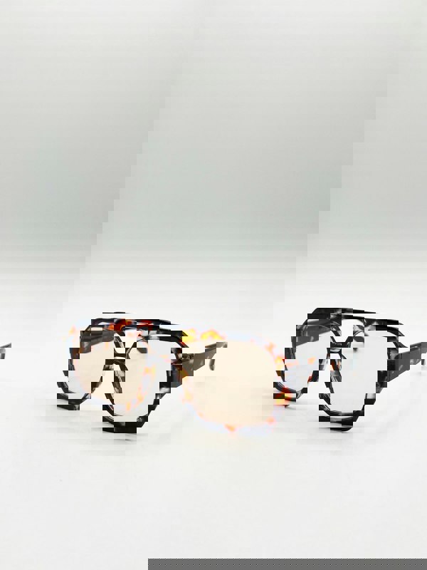 SVNX Tortoiseshell Navigator Sunglasses with Orange Lenses