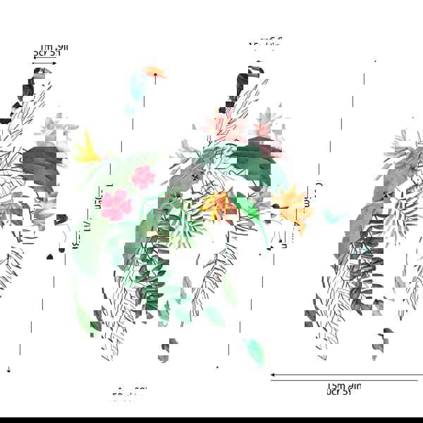 WS9073 - Contemporary Tropical Leaves and Flowers Wall Stickers