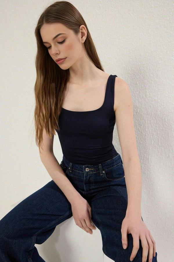 WOVCOR Square Neck Knit Bodysuit