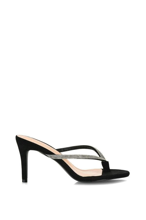 XY LONDON Thong Strap Slip On Stiletto Diamante Heeled Sandal Mules