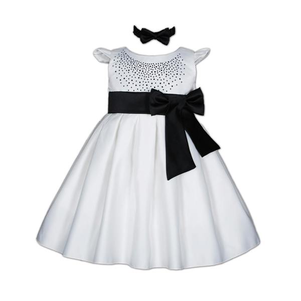 Cinda Satin Christening Party Dress with Headband