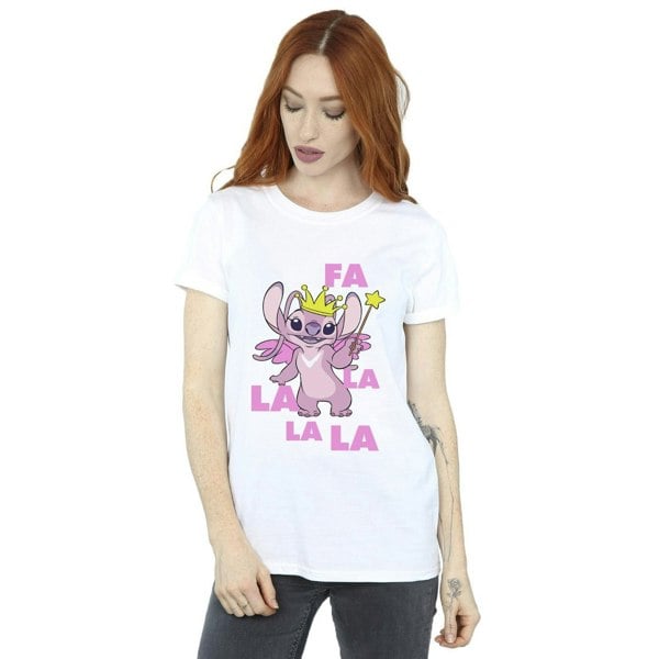 Disney Womens/Ladies Lilo & Stitch Angel Fa La La Cotton Boyfriend T-Shirt - White