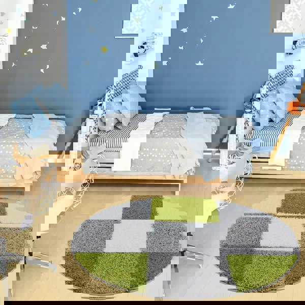 Geometric Design Thick Shaggy Area Rugs Green