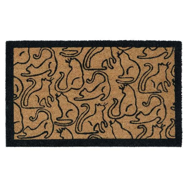 Doormat with cat pattern on a white background