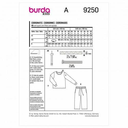 Burda Sewing Pattern 9250 Pyjamas For Kids, 4-10 (104-140) - Easy