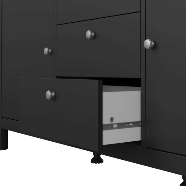 Wyld Haus Gossmere Matt Black Sideboard 2 Doors 3 Drawers