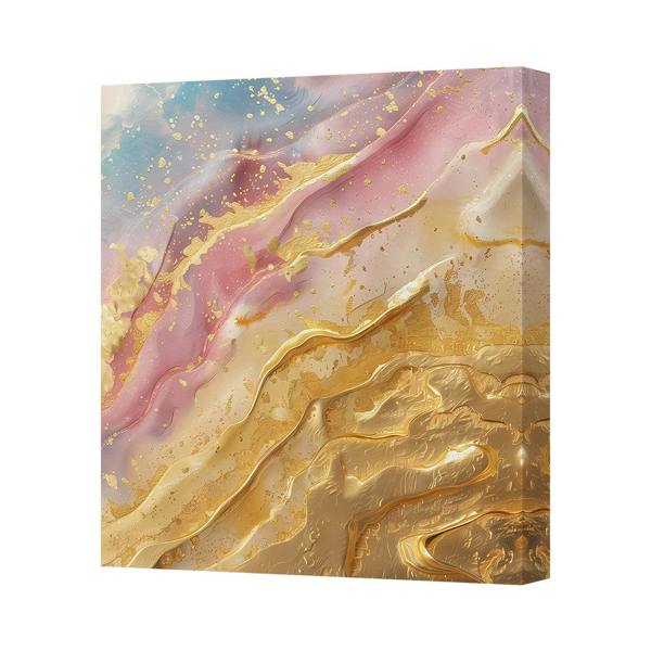 Benjamin Tate Design Abstract Gold Foil Canvas Art Print Pink Blue Beige Hues UK Made