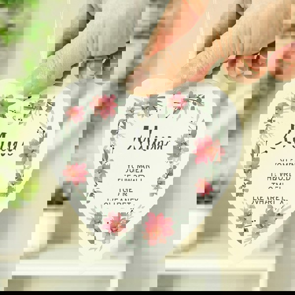 Personalised Memento Company Personalised Floral Sentimental Wooden Heart Decoration