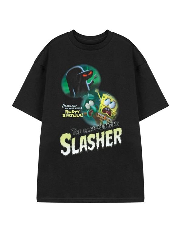 SpongeBob SquarePants Unisex Black Hash Slinging Slasher Short Sleeved T-Shirt
