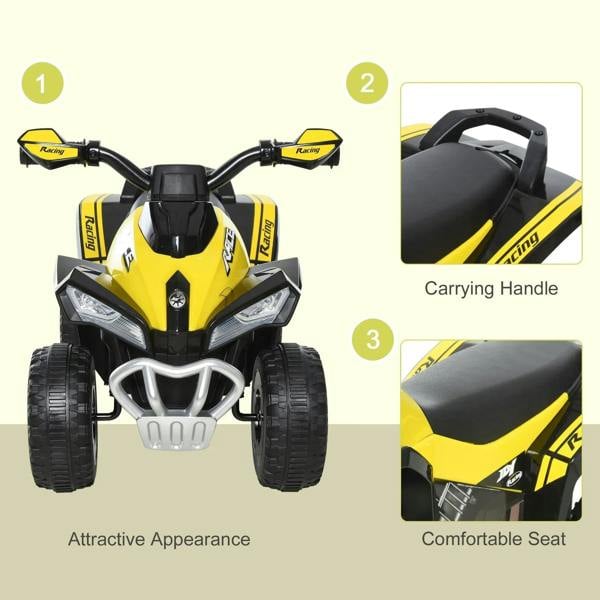 Front view of yellow toddler ride-on car walker with comfortable black seat and handlebar