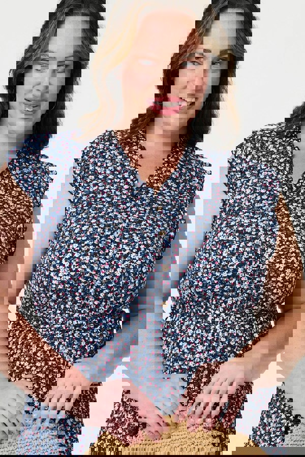 Navy | Ditsy Floral Frill Hem Maxi Dress