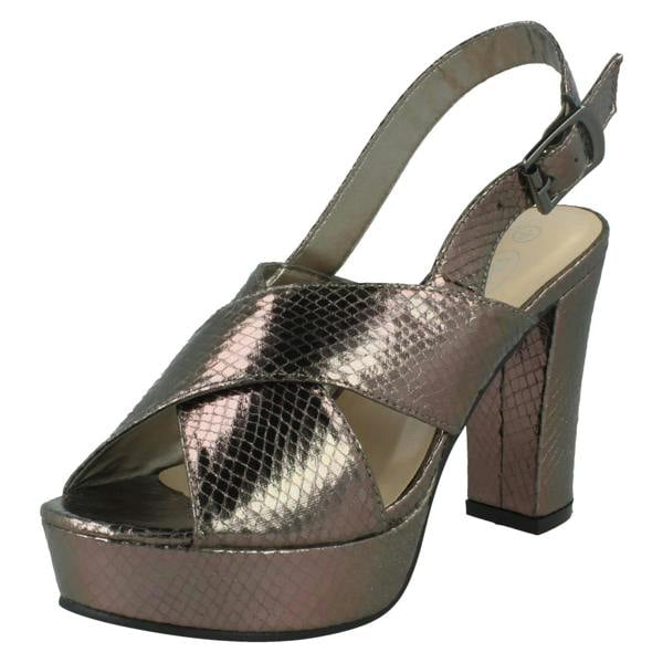 Spot On Ladies High Heeled Chunky Platform Sandals F12019