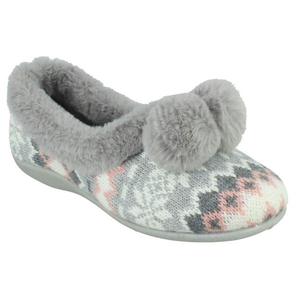 Rose Bank Ladies Rose Bank Memory Foam Norwegian Print Pom Pom Slippers Grace