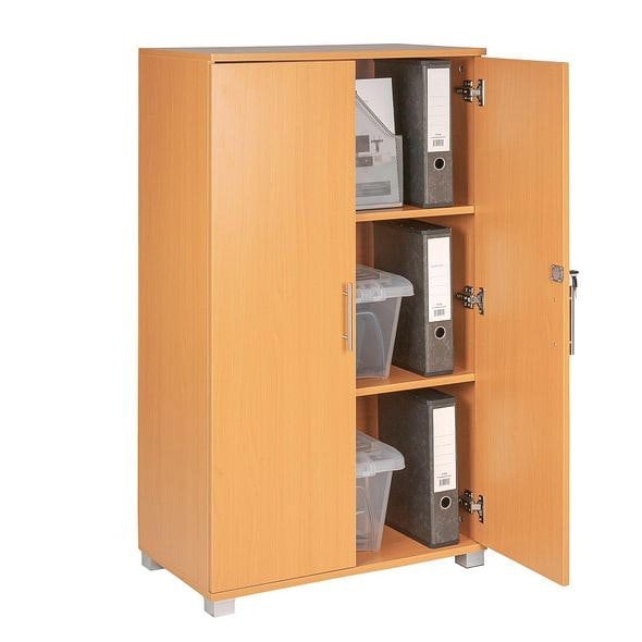 MMT Furniture Designs Beech wooden Filing cabinet with 2 shelves - 2 Door Lockable Filing Cabinet - Tall wood Office Storage Cupboard Organiser