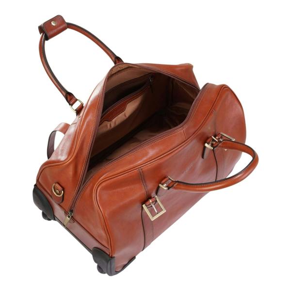 Infinity Leather Genuine Leather Wheeled Holdall Duffle Travel Cabin Bag - Holt
