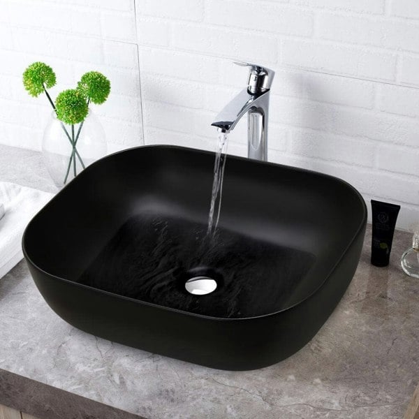 Ceramic Sink with Matte Black Finish for Bathroom Bathroom Sinks Living and Home