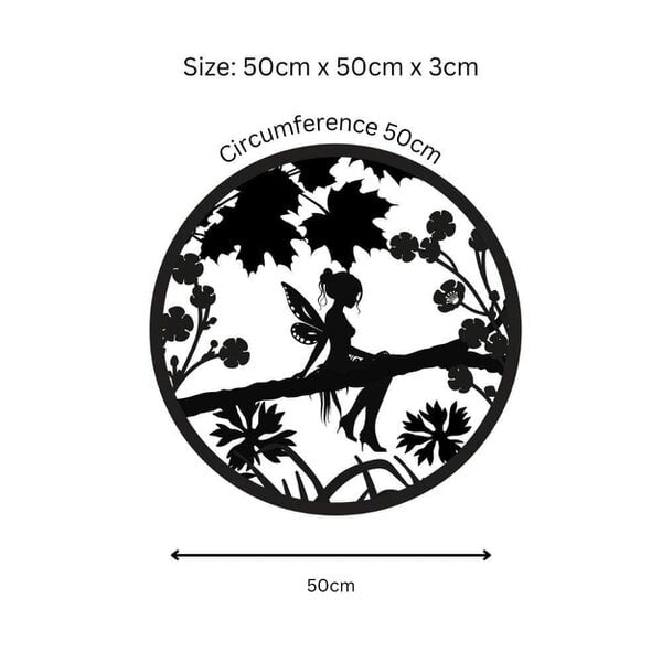EDH Door Hardware Fairy Silhouette Solar Backlit Wall Art – 50 x 50 CM | Solar-Powered Metal LED Wall Décor for Indoor & Outdoor |  Garden Art