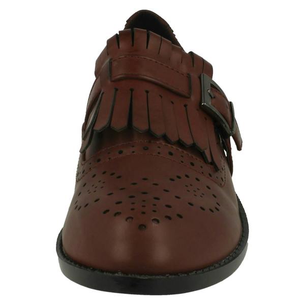 Spot On Ladies Spot On Brogue Style Slip On Shoes