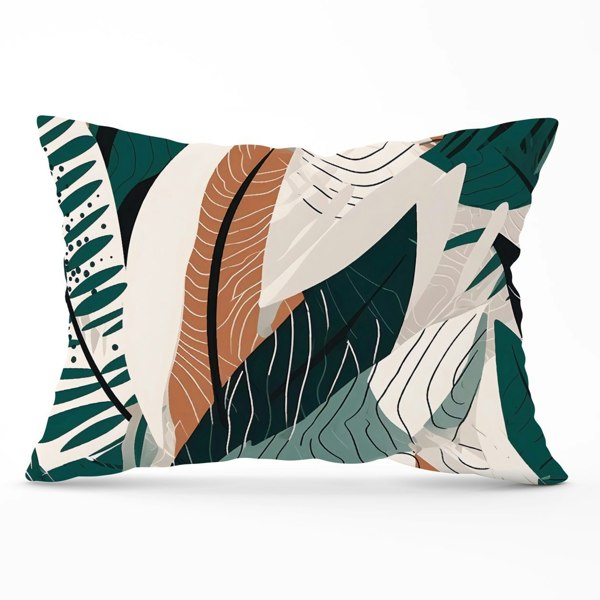 Warren Reed Autumn Tropical Leaves Green Brown Cushions