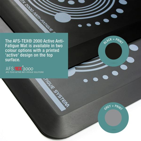 Floortex AFS-TEX® 2000 Black Active Anti-Fatigue Mat - 50 x 80cm