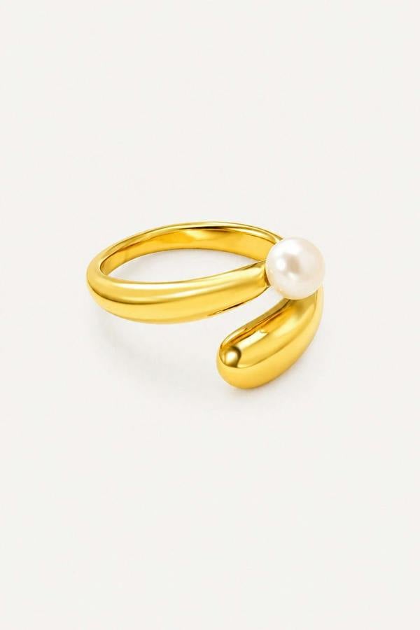 Serla Gold Plated Pearl Claw Ring