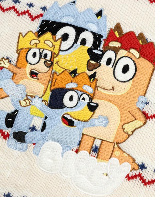 Bluey Unisex Kids Beige Character Christmas Jumper