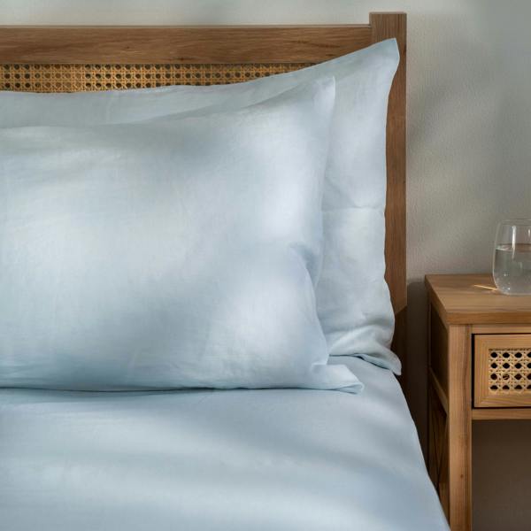 Soak&Sleep Mineral Blue French Linen 40cm Deep Fitted Sheets