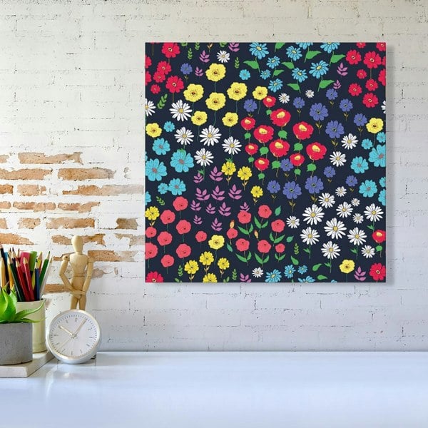 Warren Reed Multicoloured Flower Pattern Canvas