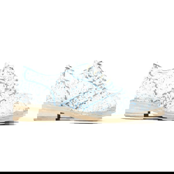 Embassy London Brick Lane - White Flowers - Women's contrast leather lace-up brogue