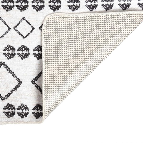 Berkfield Rug Washable 190x300 cm Black and White Anti Slip