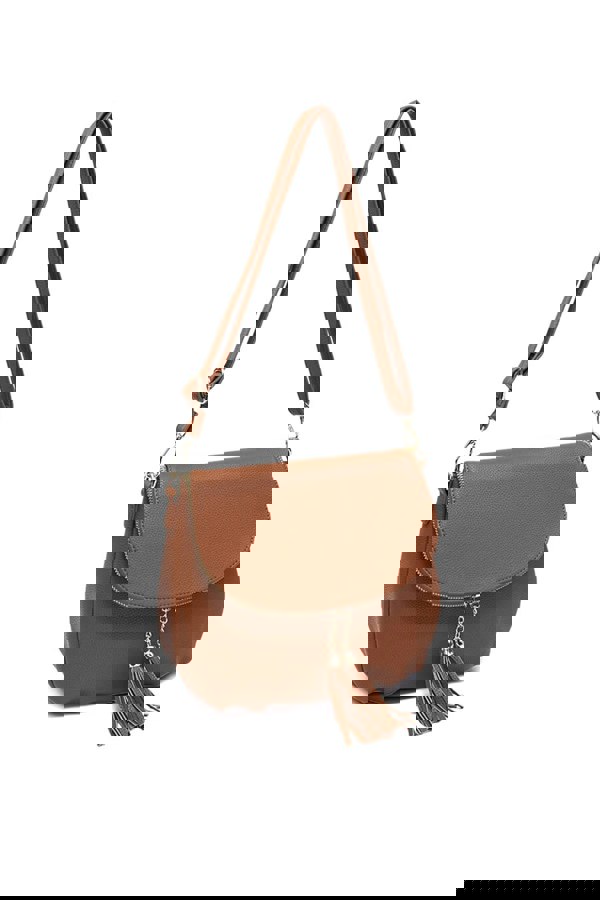 Pluspup Tassel Flap Shoulder Bag with Adjustable Strap and Inner Pocket