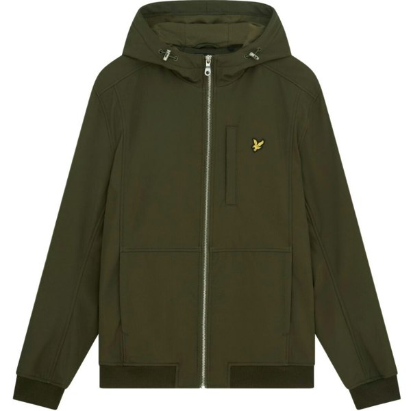 Lyle & Scott Branded Logo Hooded Softshell Jacket - Olive