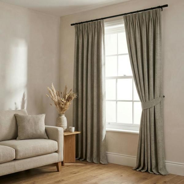 Toulouse made-to-measure curtains in Quartz, styled in a living room