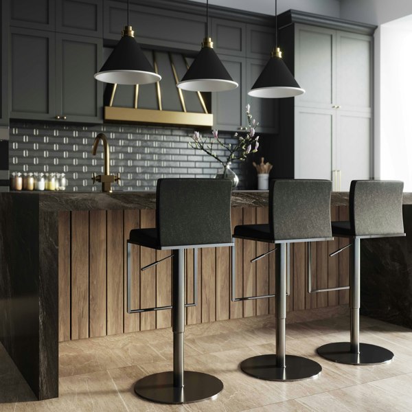 Furniture Edit Amalfi Black Performance Vegan Leather on Black Bar Stool