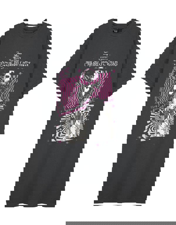 Disney The Nightmare Before Christmas Womens Grey Everlasting Love T-shirt Dress Short Sleeved T-Shirt Dress