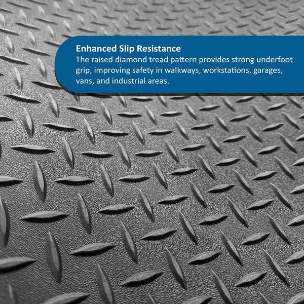 Nicoman Non-Slip Recycled Rubber Flooring Rolls - Diamond Pattern