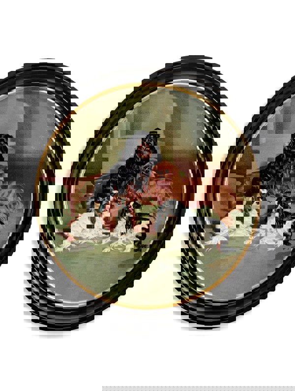 Exceptional Art c.1881 Dogs - Round Frame