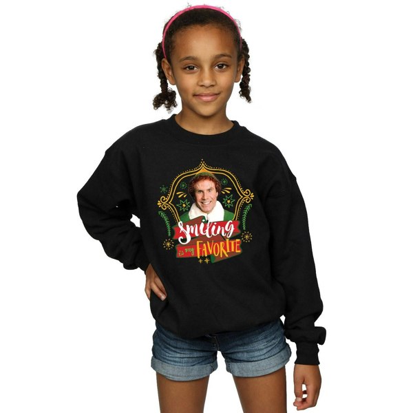 Elf Girls Buddy Smiling Sweatshirt - Black